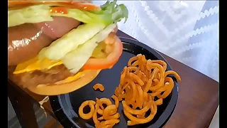 Jumbo Jack with Crispy Curly fries coated in my Cum for lunch!